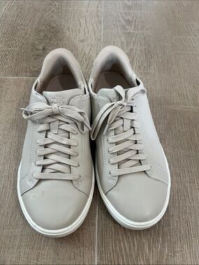 Kinik Women's Minimal Lace-Up Sneakers in Light Taupe size 6.5wide